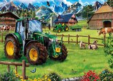 SCHMIDT Puzzle Alpská pastvina s traktorem: John Deere 6120M 1000 dílků
