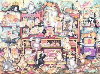 RAVENSBURGER Puzzle Crazy Cats: Cukrárna pana Catkina 500 dílků