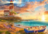 SCHMIDT Puzzle Západ slunce nad zátokou s majákem 1000 dílků