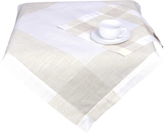 Ubrus celoroční, Elegantní se lnem, bílo béžový 40 x 160 cm