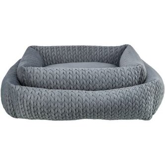 Obdélníkový pelech LIVIA sametový, šedá - 80 x 60 cm