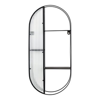 House Nordic Police, ocel/sklo, černá, 3 police 32 x 11 x 68 cm