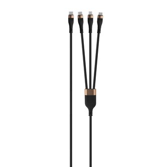 3 in 1 kabel Type-C toType C/Lightning/Micro/1,5m/100W/černý/zlatý