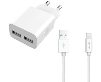 DUAL USB Charger 2,4A + MFI APPLE Cable
