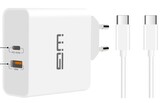 Síťová nabíječka 2xUSB (63W/USB-C PD45W+USB-A QC 3.0 18W)- Cable Type C-Type C
