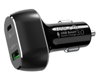 Autonabíječka 2xUSB PD-PPS 45W+QC3.0/5V-9V-12V -Type C cable (Černá)