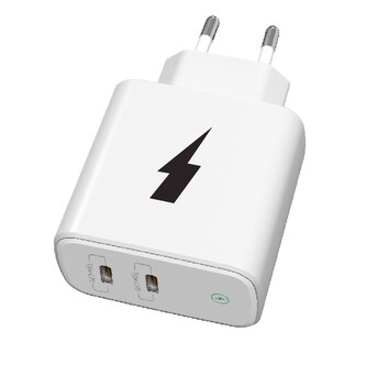 Síťová nabíječka 2xUSB-C 40W/USB-C PD20W+USB-C PD20W (Bez kabelu) (Bílá)