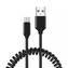 Datový kabel spirála, USB A na USB C, délka 1m, barva černá