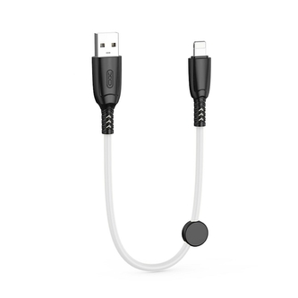 Datový kabel XO-NB247, 25cm, Lightning konektor, 6A, data + NB, černá/bílá