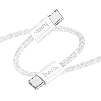 Datový kabel HOCO U134 USB C na USB C, QC 3.0 PD 60W, opletený, délka 1,2m, barva bílá