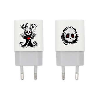 Cestovní nabíječka Babaco Skull, 1x USB 1A/5V, barva bílá