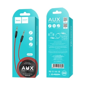Kabel AUX HOCO (UPA11) Jack 3,5mm, barva černá/červená