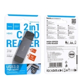 Čtečka paměťových karet HOCO HB45, 2v1 USB A + USB C 3.0, barva metal grey