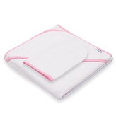 Dětská froté osuška s kapucí New Baby BASIC 80x80 bílo-růžová