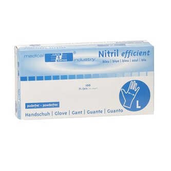 Nitrilové rukavice efficient, nepudrované, modré, balení 100 ks/box, vel. L