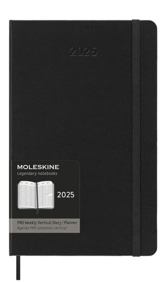 Moleskine Vertikální diář PRO 2025 tvrdý černý L