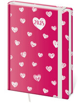 Diář 2025 Vario týdenní A5 Hearts s gumičkou