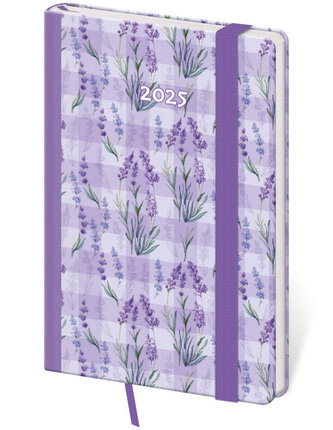 Diář 2025 Vario týdenní kapesní Lavender s gumičkou