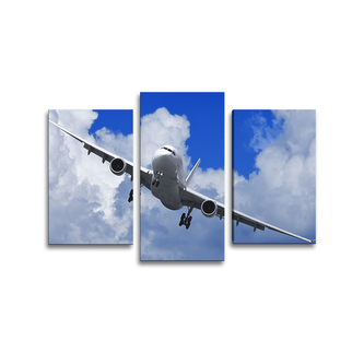 Obraz - 3-dílný Letadlo při přistání: 75x50 cm