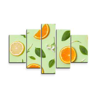 Obraz - 5-dílný Citrus a květ: 125x90 cm