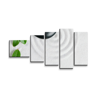 Obraz - 5-dílný Listy a kámen: 100x60 cm