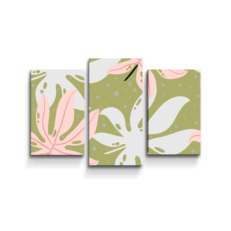 Obraz - 3-dílný Bílé a růžové listy: 75x50 cm