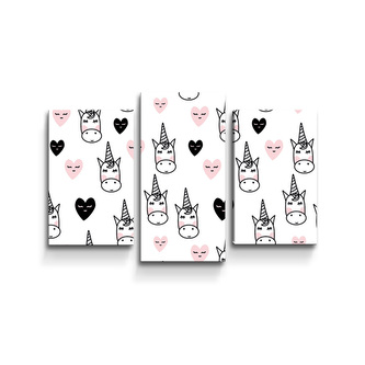 Obraz - 3-dílný Hlava jednorožce: 75x50 cm