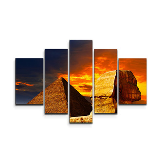 Obraz - 5-dílný Pyramidy: 125x90 cm