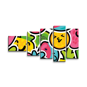 Obraz - 5-dílný Veselé ovoce: 100x60 cm