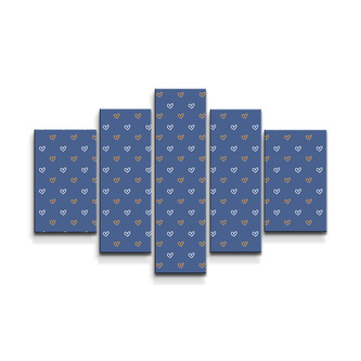 Obraz - 5-dílný Srdíčka na modré: 100x60 cm