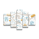 Obraz - 5-dílný Cestičky s dopravou: 125x90 cm