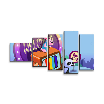 Obraz - 5-dílný Bus stop: 100x60 cm