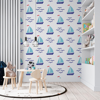 Tapeta Modré lodičky: 208x125 cm Tapeta Modré lodičky: 208x125 cm