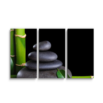 Obraz - 3-dílný Bambus a kameny: 120x80 cm