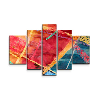 Obraz - 5-dílný Barevné čáry: 125x90 cm