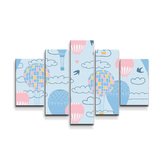 Obraz - 5-dílný Horkovzdušné barevné balóny: 125x90 cm