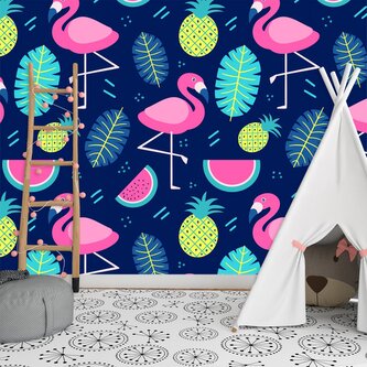 Tapeta Růžoví plameňáci: 208x125 cm