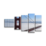 Obraz - 5-dílný Golden Gate v mlze: 100x60 cm