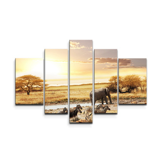 Obraz - 5-dílný Safari: 125x90 cm