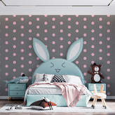 Tapeta Růžové puntíky na šedé: 336x220 cm