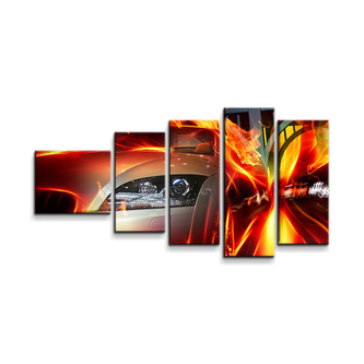Obraz - 5-dílný Auto v plamenech: 100x60 cm