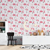 Tapeta Růžové rybky a sloni: 125x75 cm