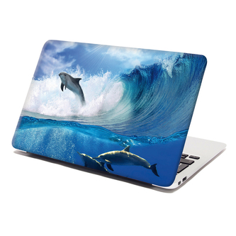 Samolepka na notebook Delfíni ve vlnách: 38x26 cm