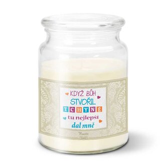 Svíčka Když Bůh stvořil tchyně tu nejlepší dal mně: 500 g 