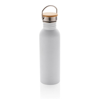 Nerezová láhev s bambusovým víčkem, 710ml, XD Design, bílá