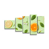 Obraz - 5-dílný Citrus a květ: 100x60 cm