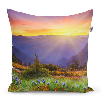Polštář Západ slunce nad lesem: 50x50 cm Polštář Západ slunce nad lesem: 50x50 cm