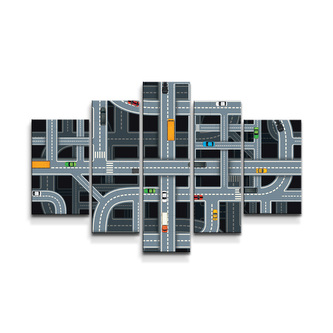 Obraz - 5-dílný Dětská autodráha: 125x90 cm