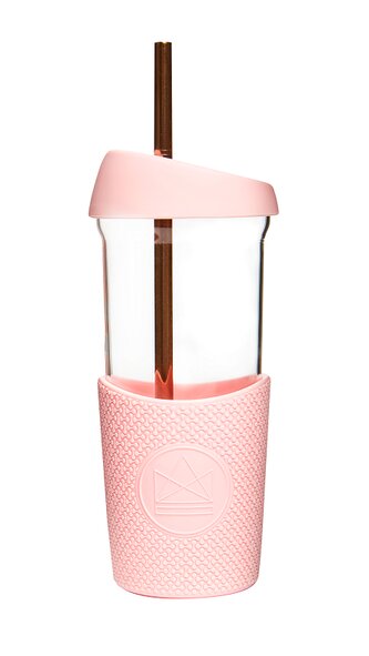 Skleněná smoothie lahev, 568ml, Neon Kactus, růžová