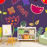 Tapeta Nakreslené květiny: 208x125 cm